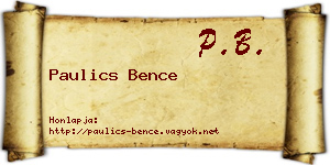 Paulics Bence névjegykártya